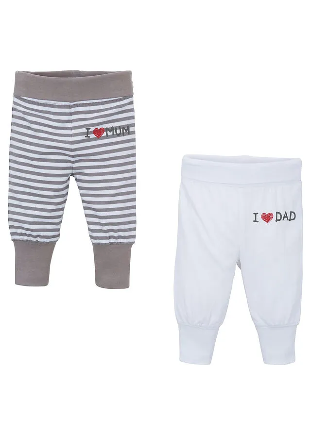 PANTALóN DE PUNTO PARA BEBé (2 UNIDADES) DE ALGODóN ORGáNICO GRISBLANCO